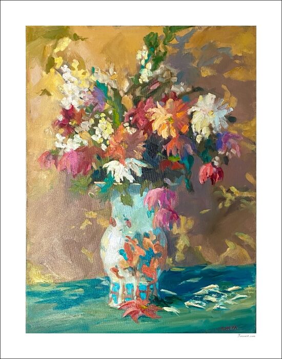 Flowers In Japanese Vase - Limited Edition Giclees